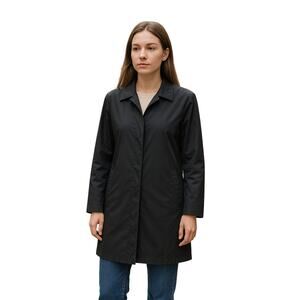 Vintage DKNY Black Longline Coat Trench Jacket Size 4 Minimalist Classic